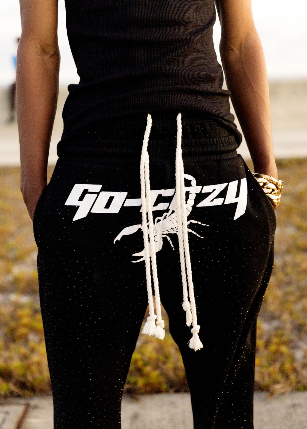 Close view of the TD Tapered Jogger drawcord and pocket
