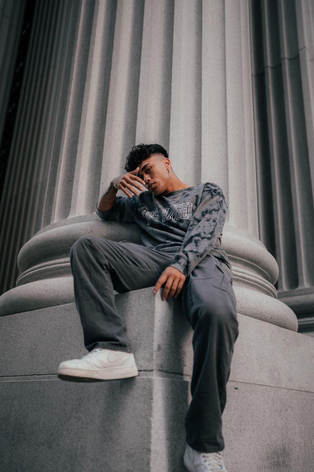 Model wearing the TD Wide-Leg Sweatpant in ash grey